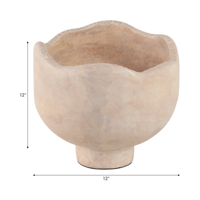 12 Cement Rounded Bowl, Ivory