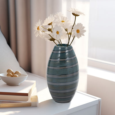 10 Santiago Striped Blue Glass Vase