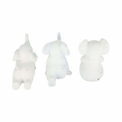 RESIN, S/3 6 STONE LOOK YOGA ELEPHANT, WHITE