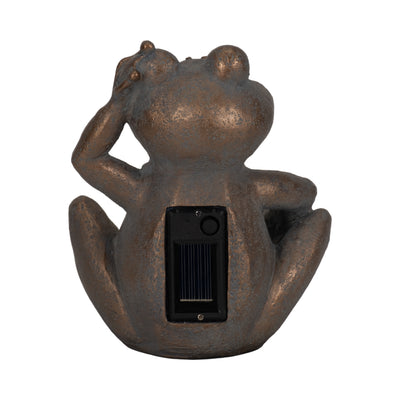 7 Frog With Solar Orb, Antique Copper