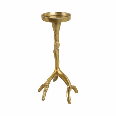 10 Roots Pillar & Taper Candle Holder, Gold