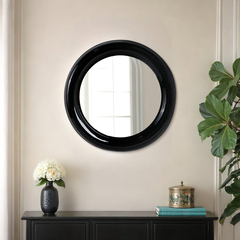 METAL 36 ROUND MIRROR, BLACK