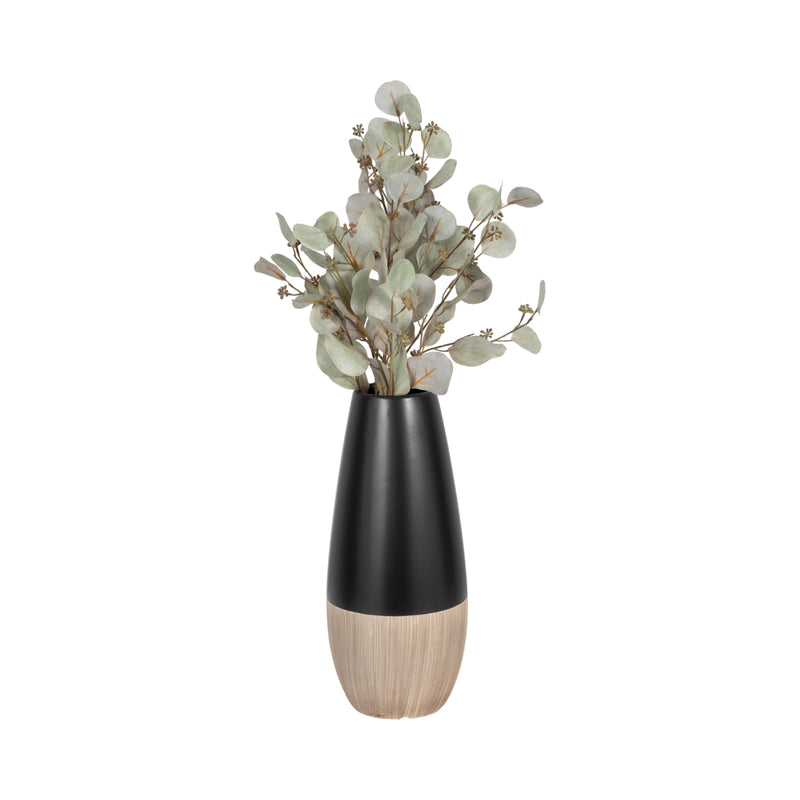 CER, 17H 2-TONE VASE, CREME/BLACK