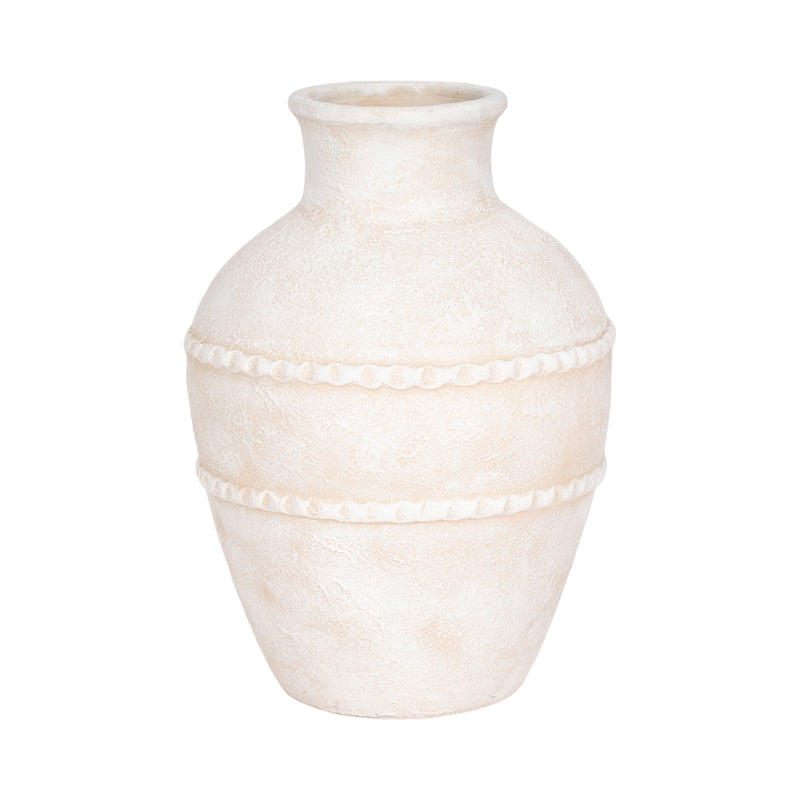 16 Traditional Textured Terracotta Vase, Ivory