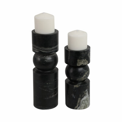 S/2 9/12 Himalayan Marble Candle Holders