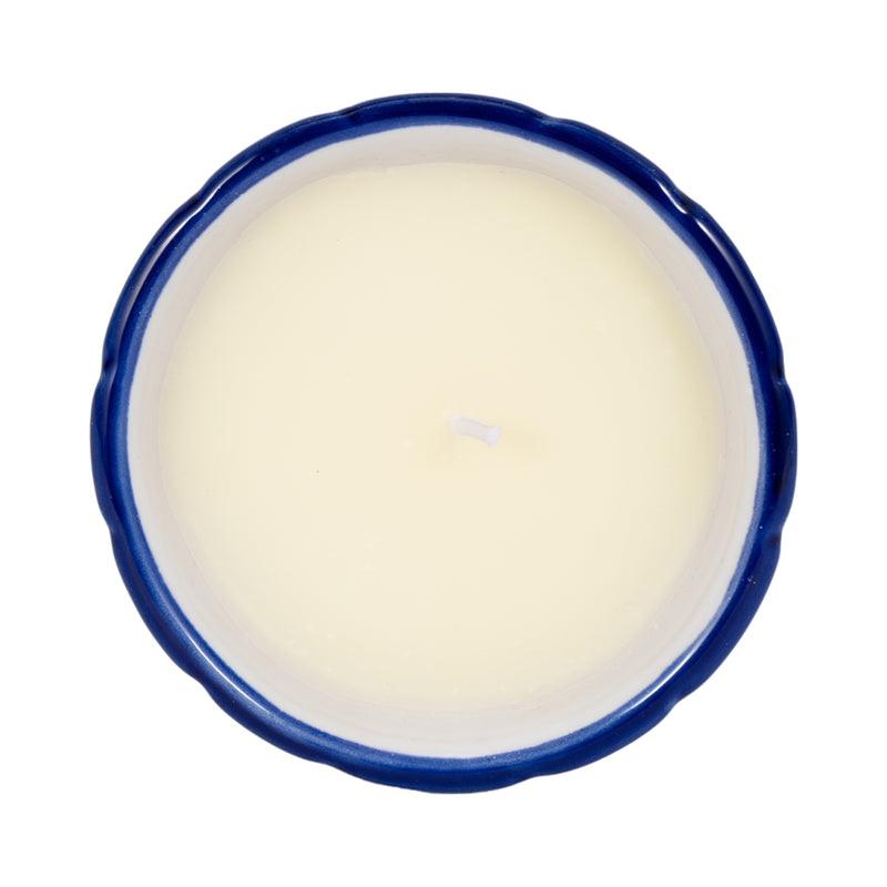 4, 6oz Fluted Chinoiserie Candle , Blue/white