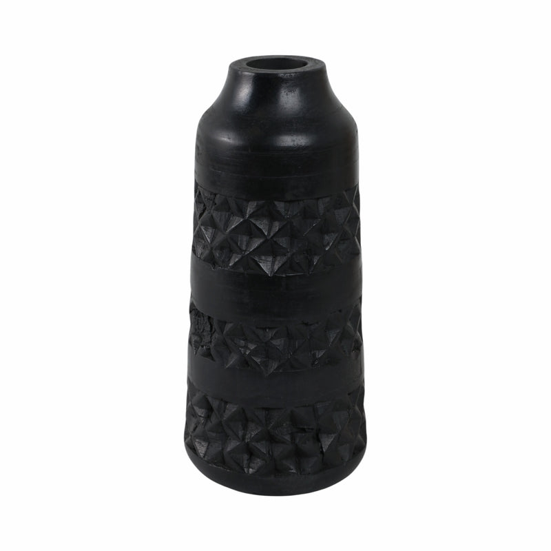 WOOD 12 STAINED VASE, BLACK