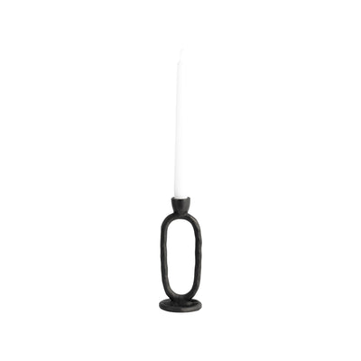 METAL, 7 OPEN OVAL TAPER CANDLEHOLDER, BLACK