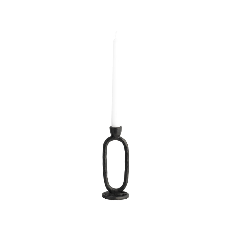 METAL, 7 OPEN OVAL TAPER CANDLEHOLDER, BLACK