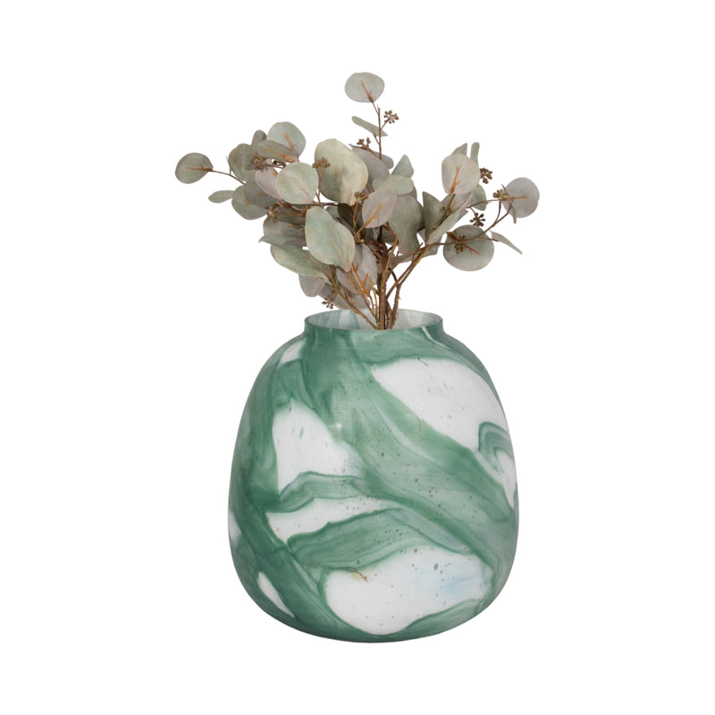 13 Ebb & Flow Vase, Green/clear