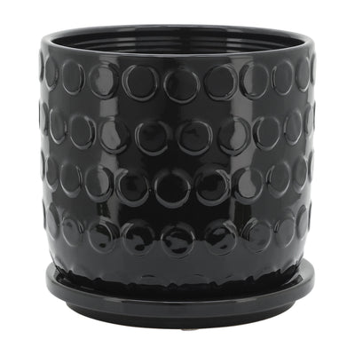 S/2 5/6 BUBBLE PLANTER W. SAUCER, BLACK