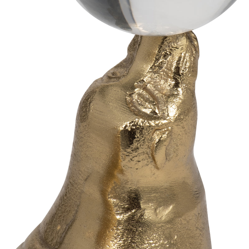 Metal, 7 Sea Lion W/ Acrylic Ball, Gold