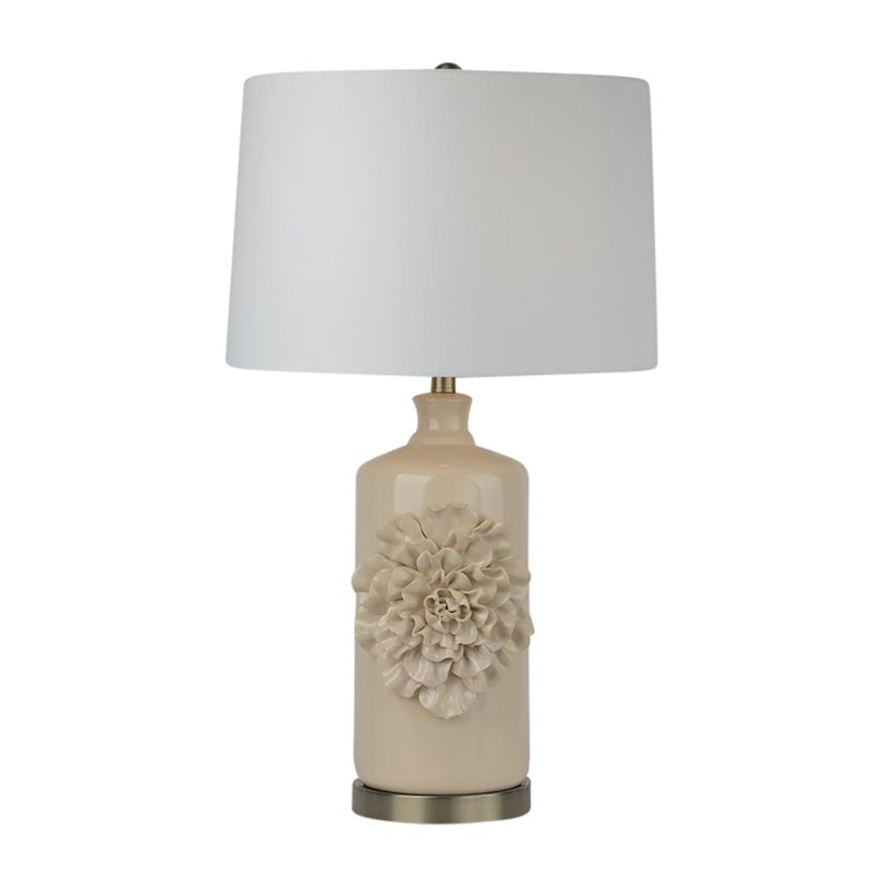 29 Dahlia Flower Applique Table Lamp, Cream/gold