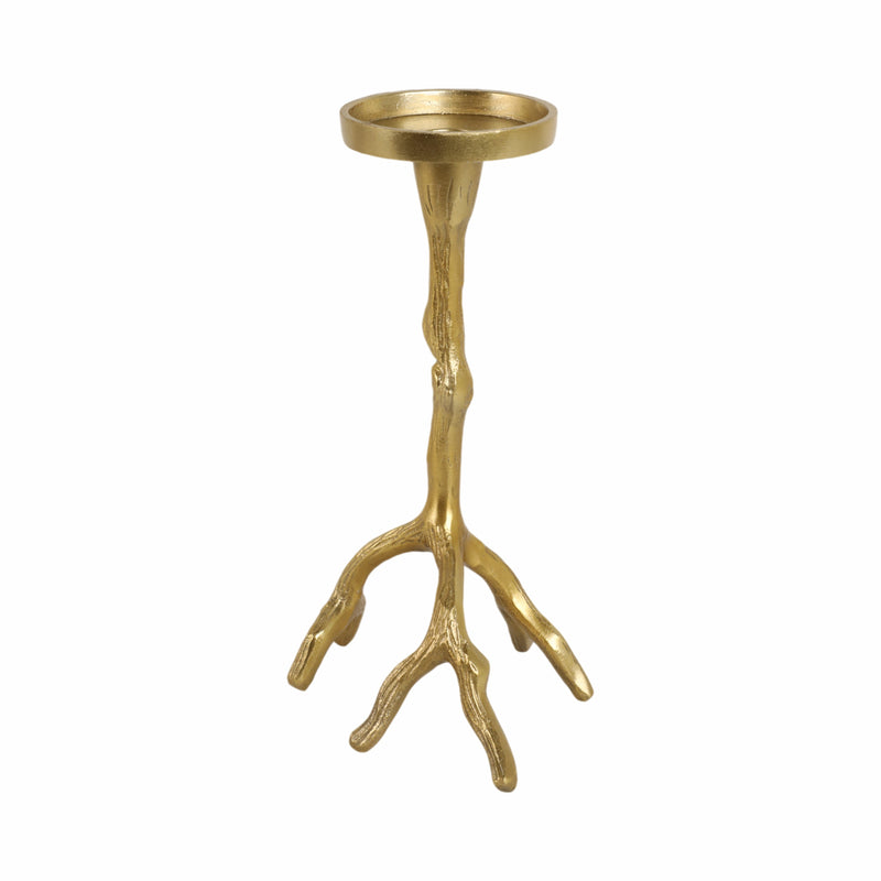 10 Roots Pillar & Taper Candle Holder, Gold