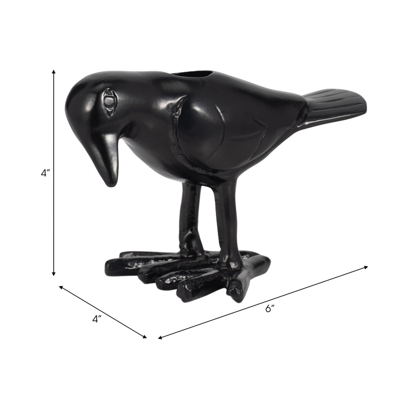 6 Crow Taper Candle Holder, Black