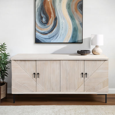 60 Harlow Carved Wood Sideboard, White Washed