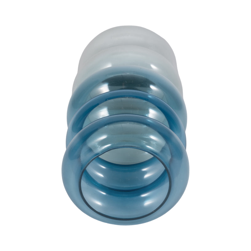 GLASS, 12H ACCORDION VASE, BLUE