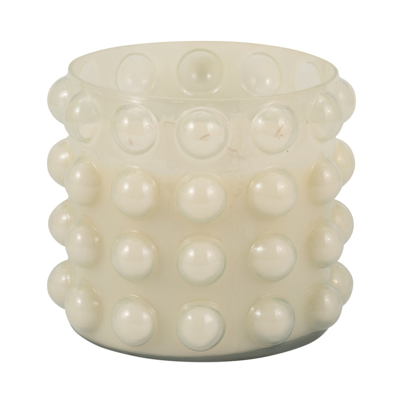 Glass, 9 81 Oz Bubble Candle, Ivory