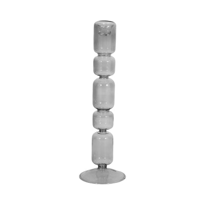 12 Mixed Bubble Taper Candleholder, Smoke