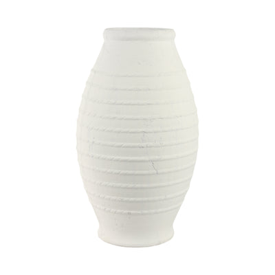 20 Rope Ribbed Terracotta Vase, White