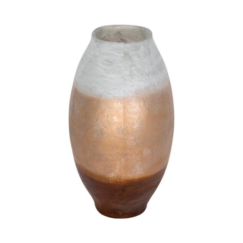 13 Gold Ombre Round Vase, White/gold