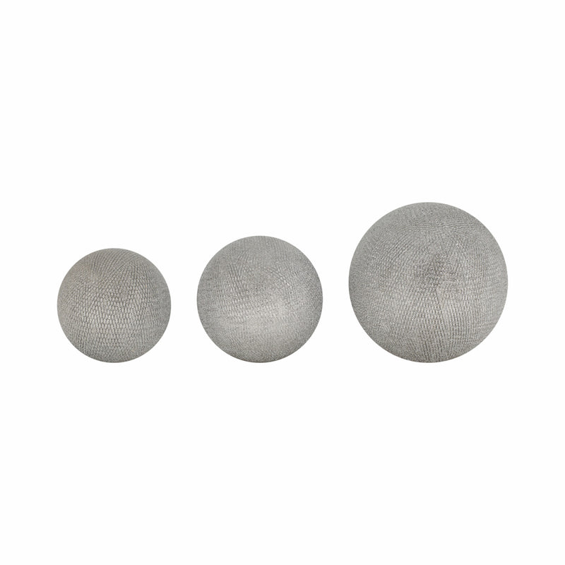 S/3 CERAMIC 6/5/4 ORBS, SILVER