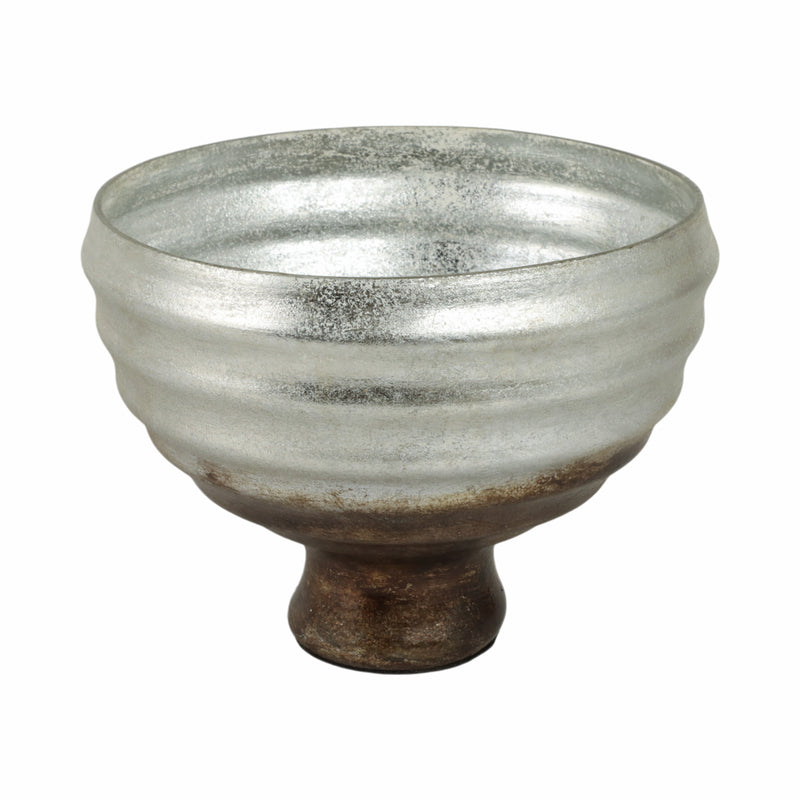 9 Glass Pedestal Bowl Ombre Finish, Multi