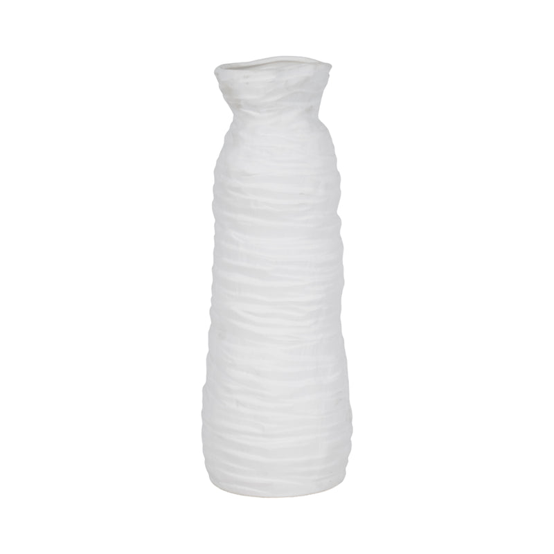 19 Horizontal Ribbed Matte Vase, Ivory