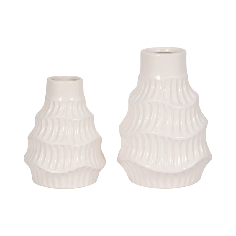 CER, 6 WAVY VASE, WHITE