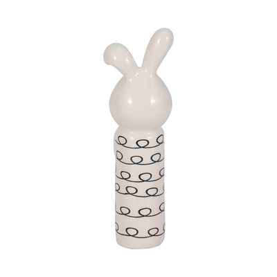 7 Squiggly Bunny With Gold Heart, White/black