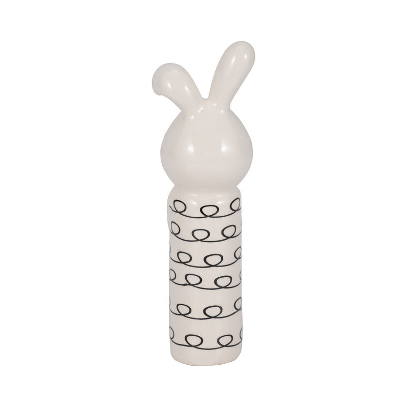 7 Squiggly Bunny With Gold Heart, White/black