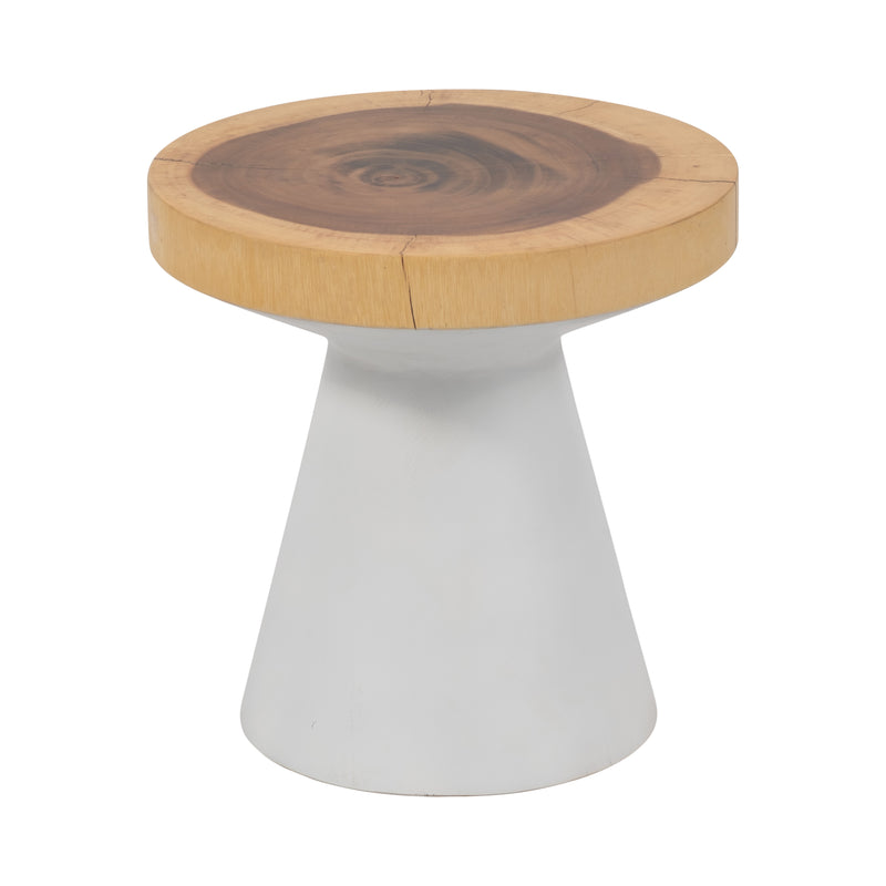 Wood, 16 Accent Table With White Base, Natural/wh