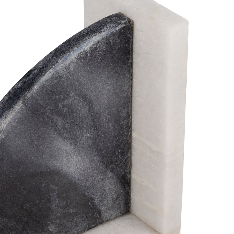 MARBLE,S/2 6H,ROUNDED BOOKENDS,BLACK/WHITE