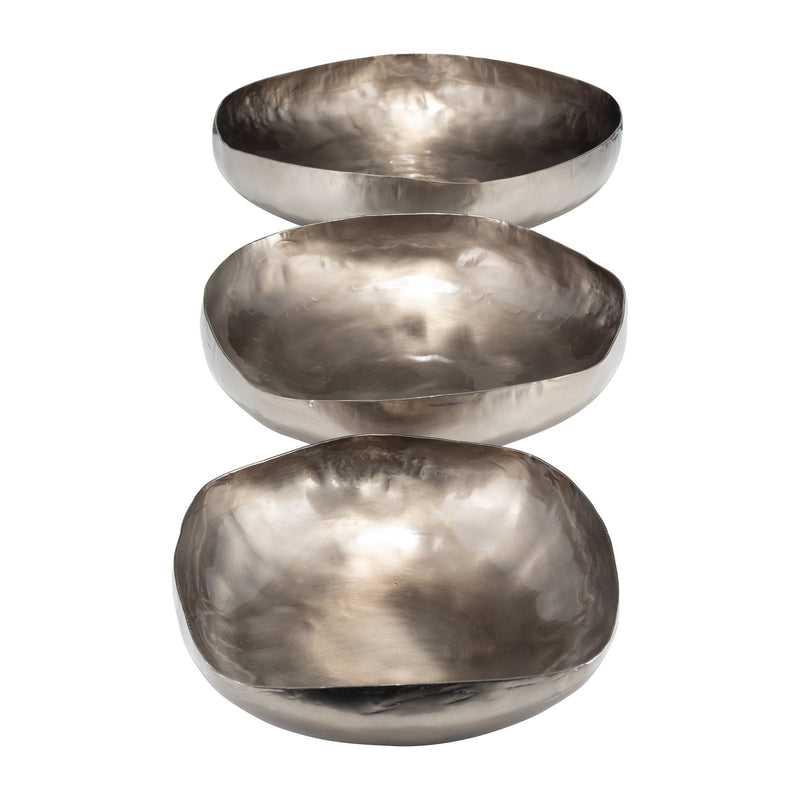 S/3 11/14/17D METAL, ORGANIC SHAPED BOWLS, BRONZE