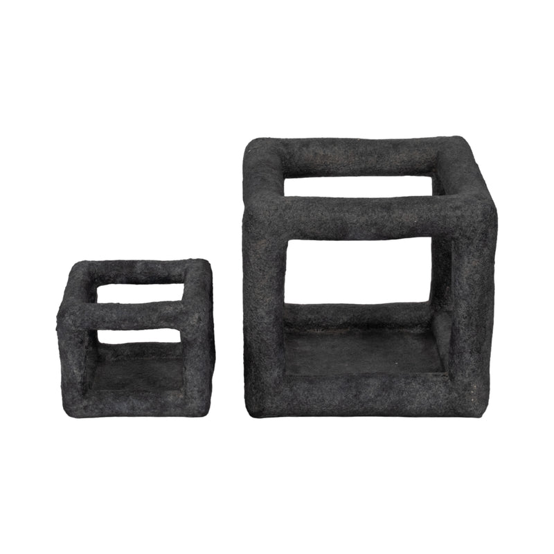 10 Textured Open Square Object, Black