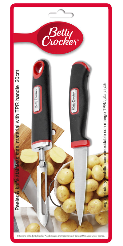 Betty Crocker Staineless Steel SET 2Pcs (Knife 19CM & Peeler)