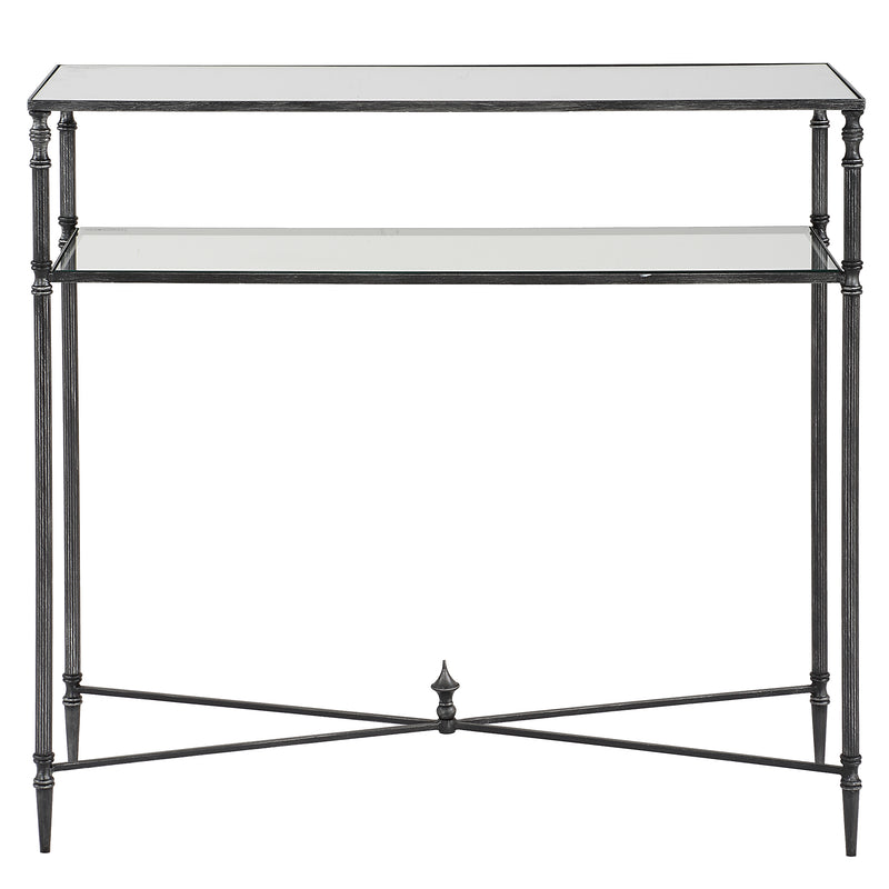 Henzler 91 W x 83 H x 35 D Silver Rectangle Console Table with Mirror Top