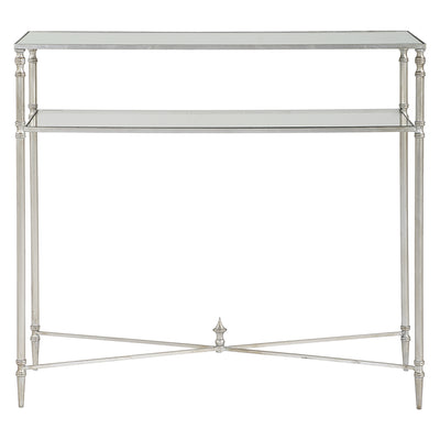 Henzler 91 W x 83 H x 35 D Silver Rectangle Console Table with Mirror Top