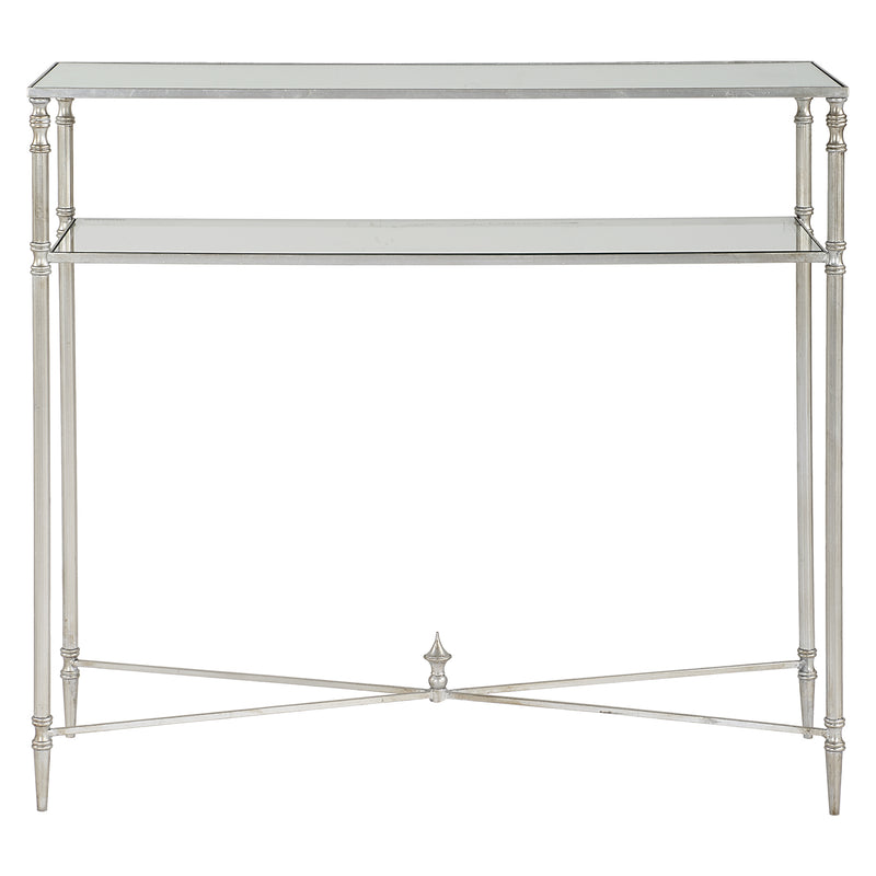 Henzler 91 W x 83 H x 35 D Silver Rectangle Console Table with Mirror Top