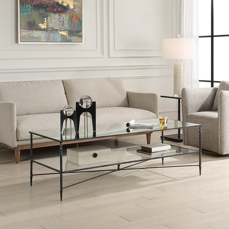 Henzler 151 W x 48 H x 60 D Rectangle Coffee Table with Mirror Top