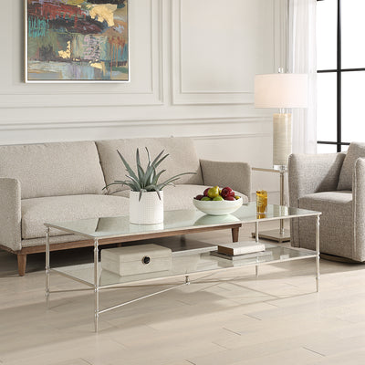 Henzler 151 W x 48 H x 60 D Rectangle Coffee Table with Mirror Top