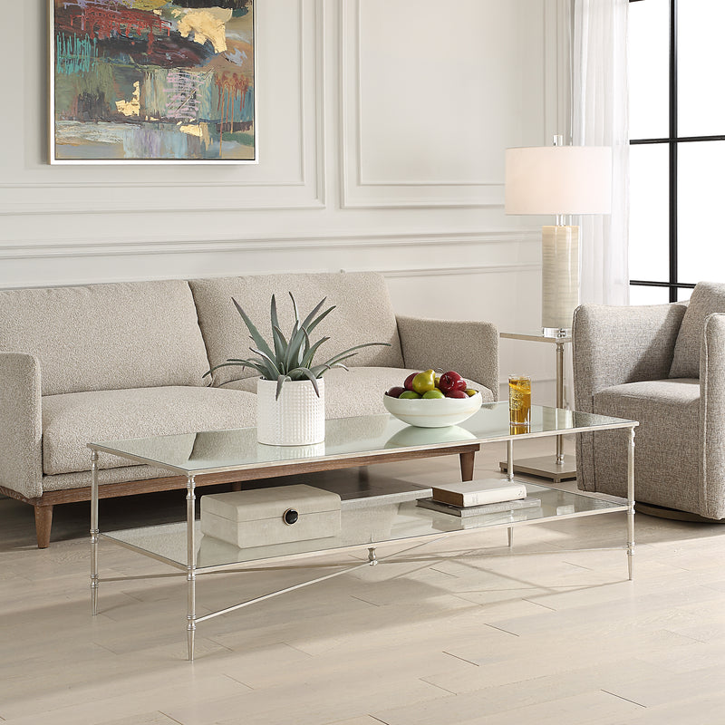 Henzler 151 W x 48 H x 60 D Rectangle Coffee Table with Mirror Top