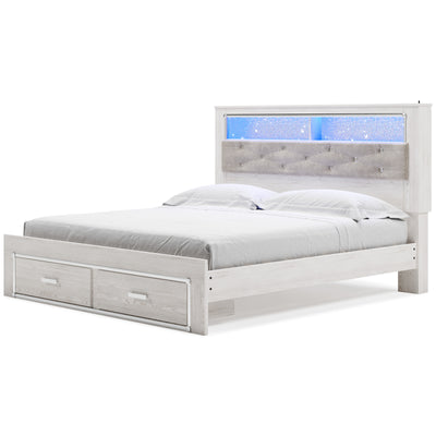 Altyra Queen Upholstered Bookcase Bed with Storage