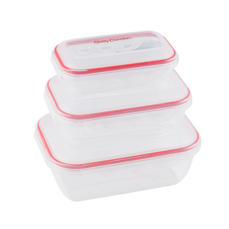 Betty Crocker Rectangular Storage Container SET 3Pcs (580/1300/2500ML)