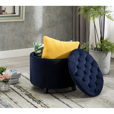 Alhome Velvet  Pouf Malaysian Wood, Velvet Fabric (36x36x46)