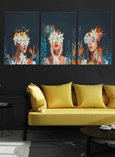 Women With Flowers Abstract Paintings(set of 3)