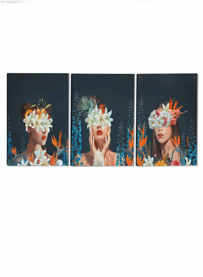 Women With Flowers Abstract Paintings(set of 3)