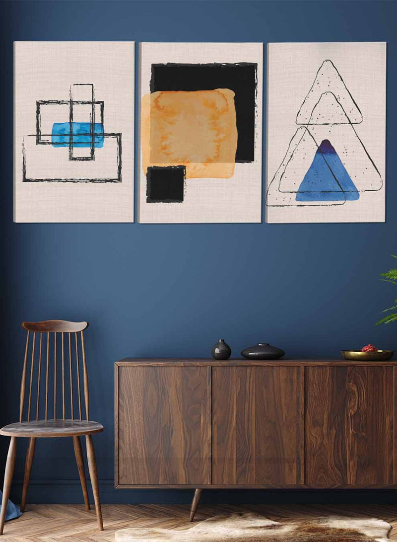 Triangles Squares Rectangles Abstract Paintings(set of 3)