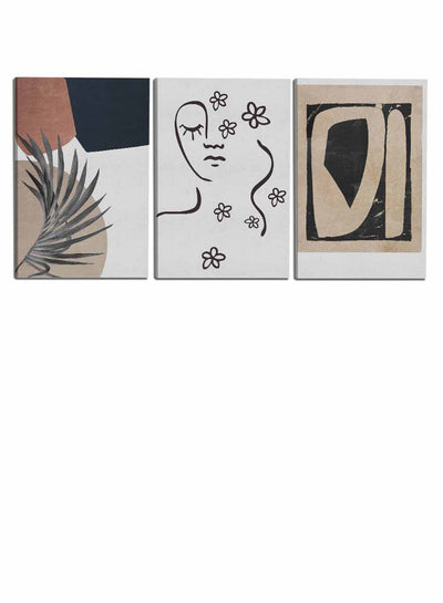 Woman Flowers Leaves Paintings(set of 3)