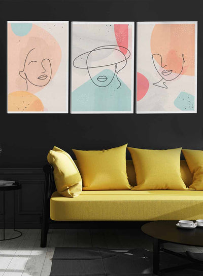 Women Faces Abstract Paintings(set of 3)